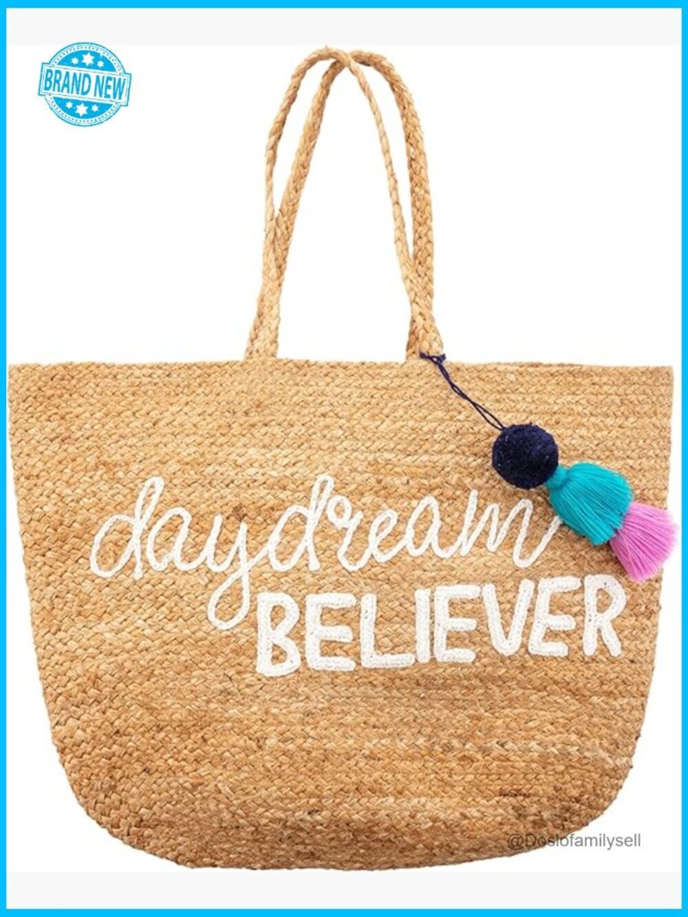 Woven Jute Beach Tote Bag Handmade Tassel Straw Summer Travel Tote Shoulder Bag